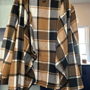 SHEIN Curve Brown and Black Plaid jacket-blazer
